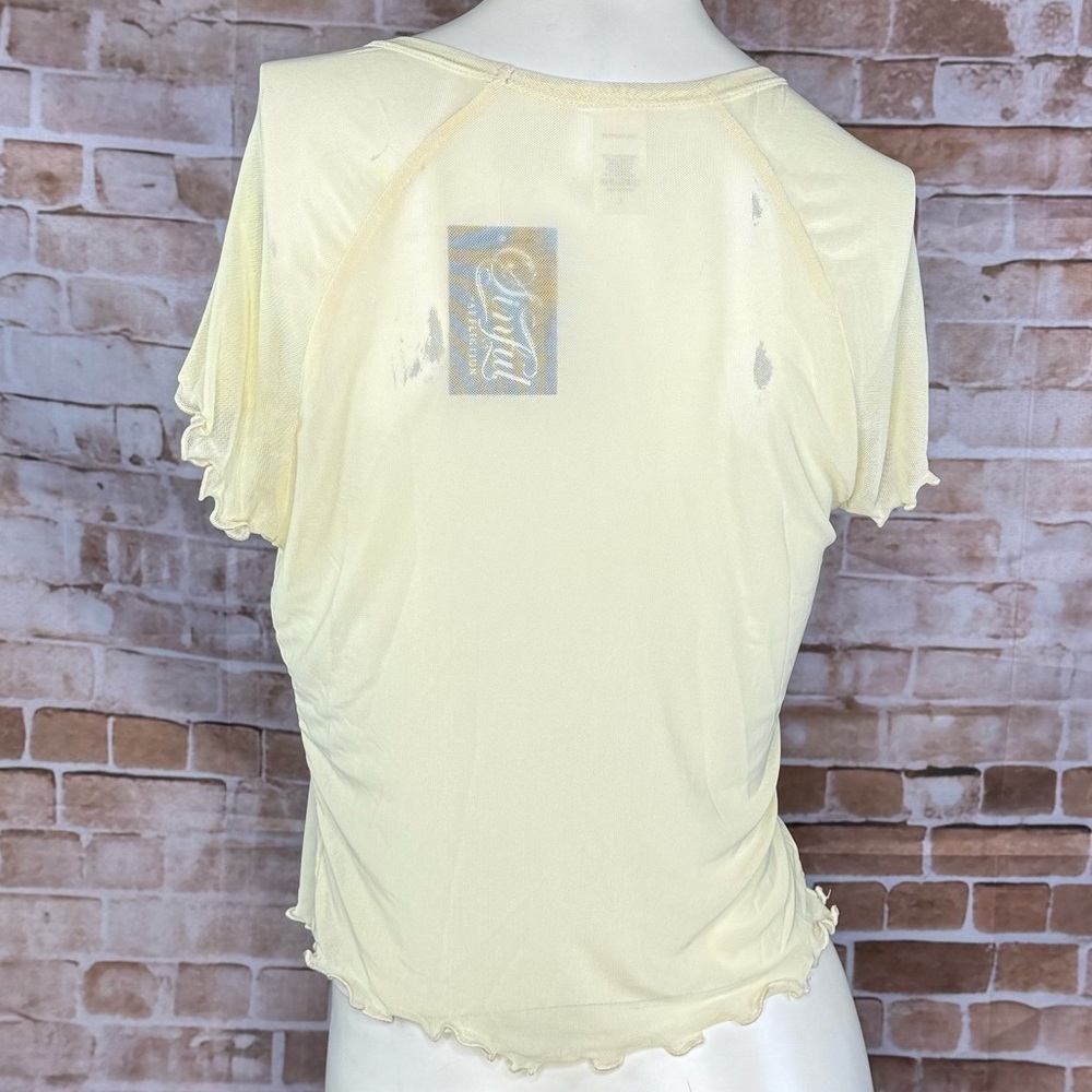 Sinful By Affliction Sheer Short Sleeve T-Shirt - Yellow - XS / L - NWT - Picture 5 of 8